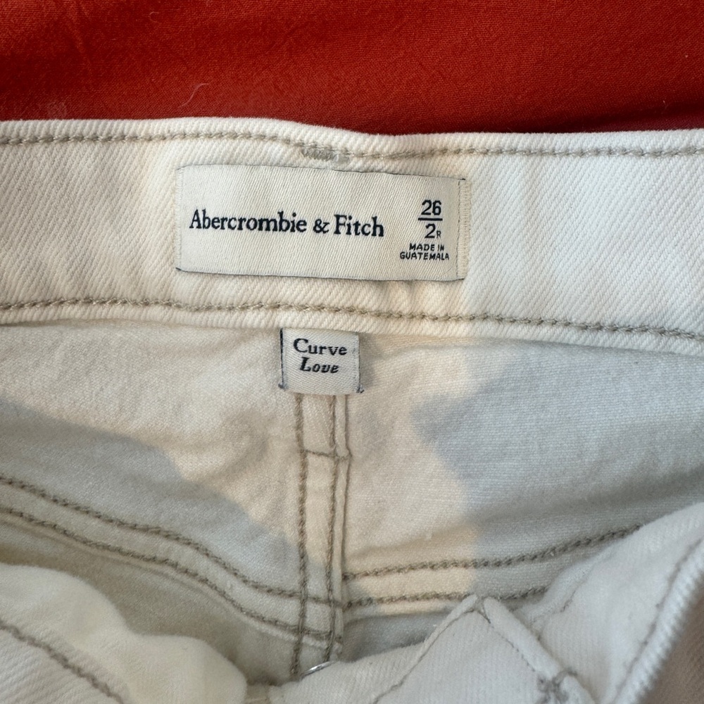 Off White Abercrombie Cargo Jeans Mid Rise Curve Love Size 2 or 26 - Picture 7 of 7